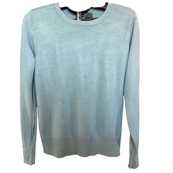 Ann Taylor Seasonless Button Cuff Sweater, Medium, Light Blue, Office, Classic - Picture 2 of 10